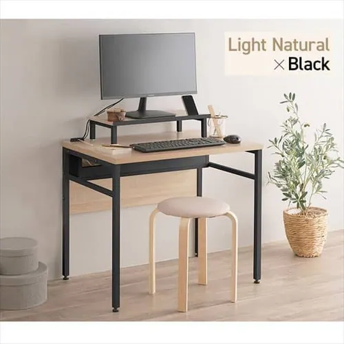 机 デスク ケーブル収納/モニター台付き CSD-800M ライトナチュラル/ブラック_15