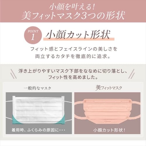 7枚】 美フィット カラーマスク ふつうサイズ ピンクベージュ プリーツ