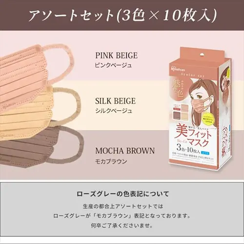 【90枚】 美フィット カラーマスク ふつうサイズ 3色アソートセット 各色30枚×3_4