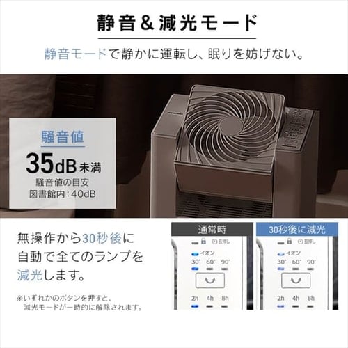 空気清浄機 25畳 サーキュレーター付 加湿 イオンモード KCHA-A55-W