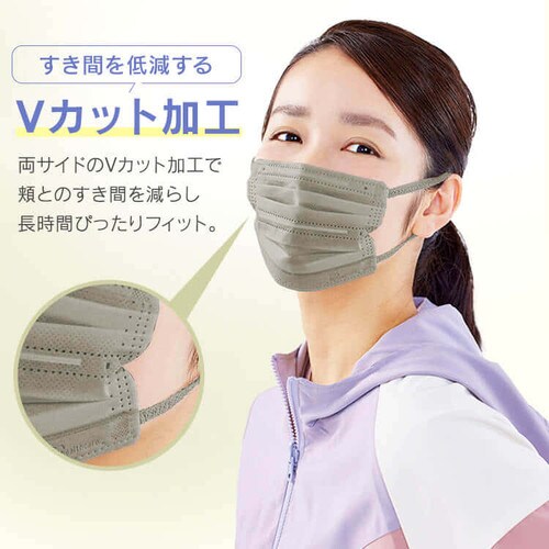 カラーマスク ふつうサイズ 7枚入 ナノエアーマスク アッシュグレー