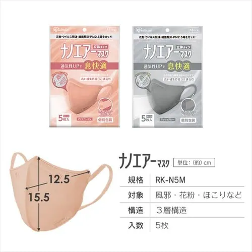 �J���[�}�X�N �ӂ��T�C�Y 5���� �i�m�G�A�[�}�X�N �A�b�V���O���[_2