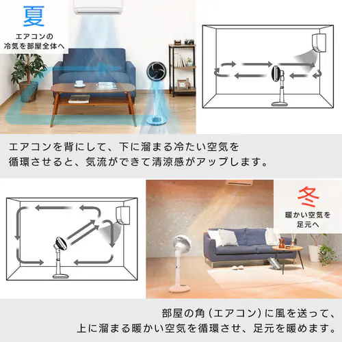 【訳あり】サーキュレーター扇風機 DC 30畳 上下左右首振り ホワイト_9