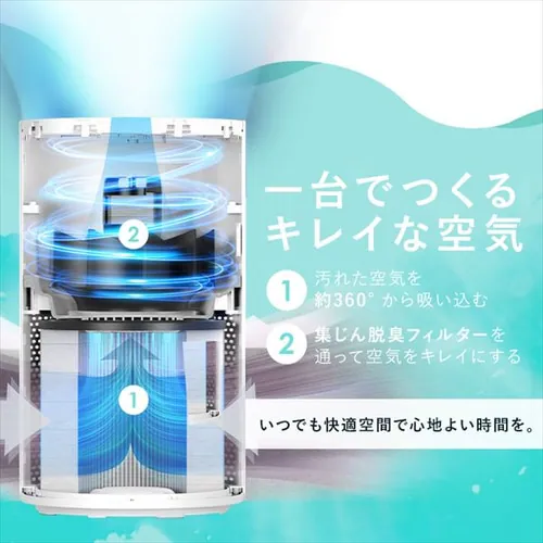 空気清浄機 10畳 加湿空気清浄機 7畳 気化式 風量3段階 切タイマー コンパクト お手入れ簡単 AAP-SH20A-W ホワイト_3