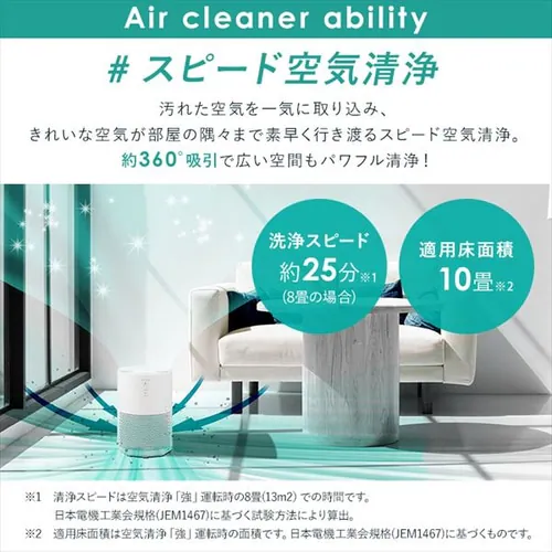 空気清浄機 10畳 加湿空気清浄機 7畳 気化式 風量3段階 切タイマー コンパクト お手入れ簡単 AAP-SH20A-W ホワイト_4