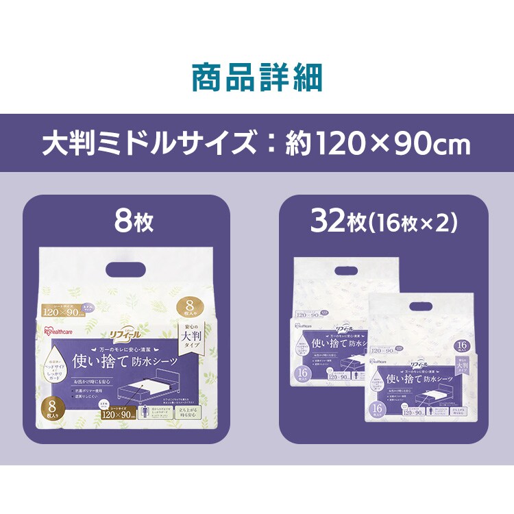 使い捨て防水シーツ大判タイプ ロングサイズ32枚入り 介護用品 防水