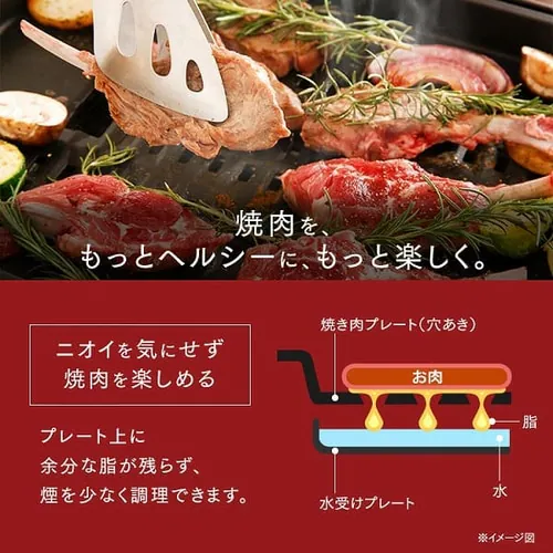 【訳あり】ホットプレート 網焼き風 2枚 APA-136-B ブラック (焼肉/平面)_4