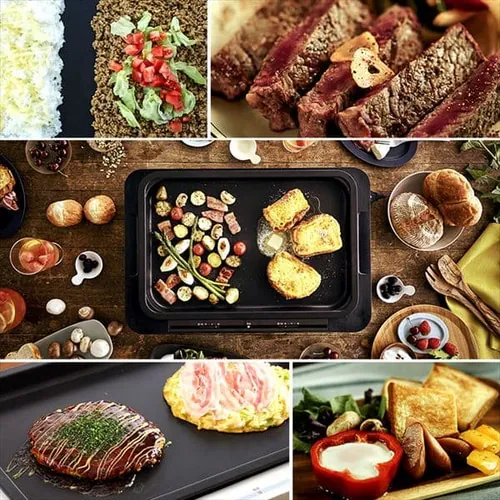 ホットプレート 左右温度調整 1枚 ブラック WHPK-011-B _2