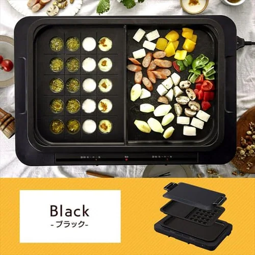【訳あり】ホットプレート 左右温調 2枚 WHP-012-B ブラック (平面/たこ焼き 20穴)_15