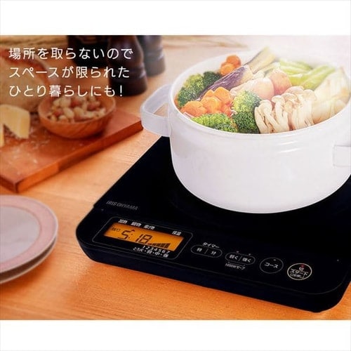 IHコンロ 1口 1400W 液晶付き IHC-T71-W ホワイト H509696 │アイリス