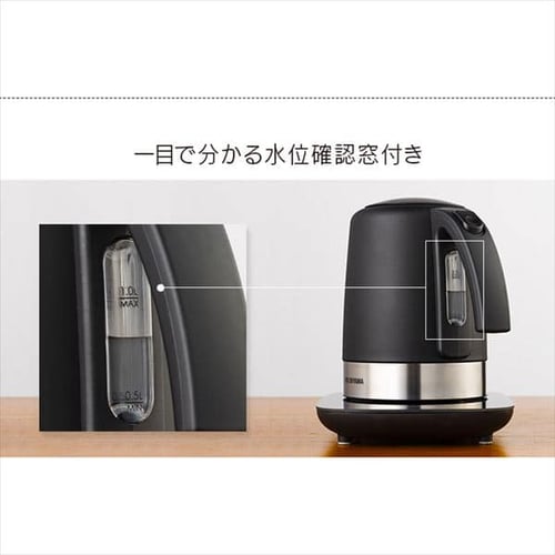 アイリスオーヤマ 電気ケトル ステンレスタイプ 1000ml 温度調節 ブラック 電気ケトル 1.0L 温度調節付 IKE-D1000T-B ブラック H509768