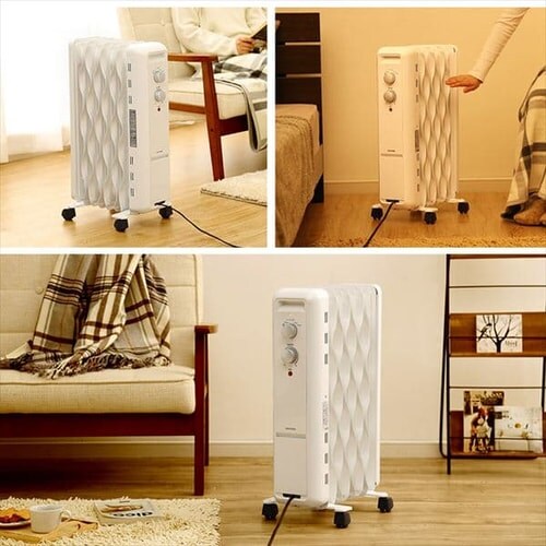 ウェーブ型オイルヒーター メカ式 ホワイト IWH2-1208D-W H509893FO