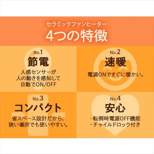 セラミックファンヒーター メカ式 ホワイト JCH-126D-W_3