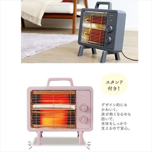 電気ストーブ 遠赤外線 コンパクト ブラックコート 2段階調節 IEHDB