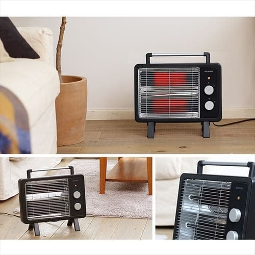 電気ストーブ 遠赤外線 コンパクト ブラックコート 2段階調節 KIEHDB