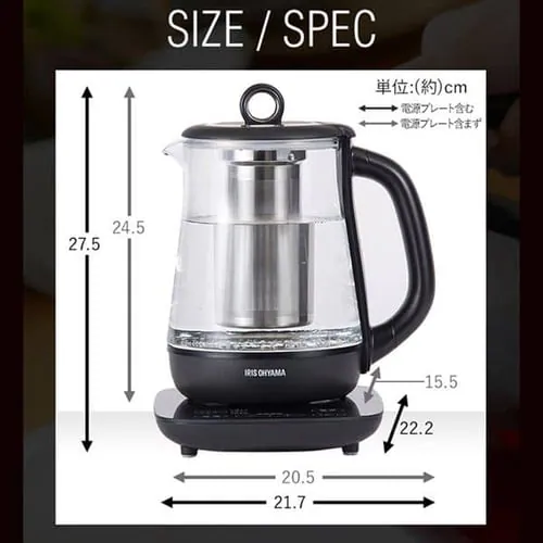 【訳あり】電気ケトル 1.5L ガラス 温度調節付 IKE-G1500T-B _16