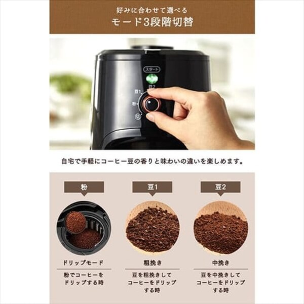 コーヒーメーカー 600ml 全自動 BLIAC-A600-B ブラック H514662 