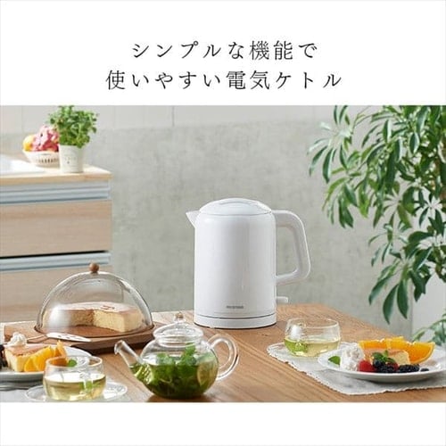 電気ケトル 0.8L 転倒湯漏れ防止 IKET-800-W ホワイト H514668