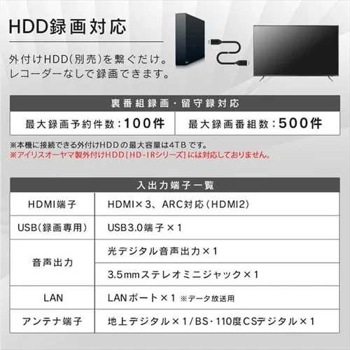【訳あり】AI機能音声操作対応4Kチューナー内蔵液晶テレビ 50インチ 50XUC38VC _18