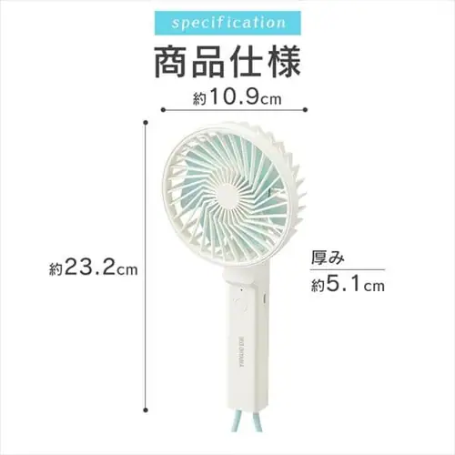 扇風機 ハンディ USB充電 ハンディファン JHF-01-P シェルピンク_10