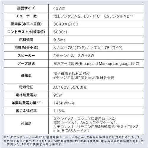 �y�󂠂�z�y�ݒu��݁z�e���r 43V�^ 4K�Ή� Fiona 43UB10PB_16