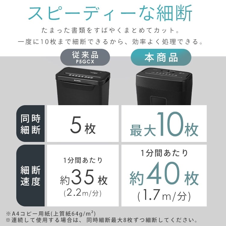 パーソナルシュレッダー クロスカット 10枚同時細断 P10GC 113613