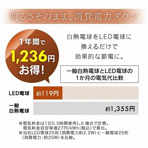 �y4�Z�b�g�zLED�t�B�������g�d�� E26���� �S�����^�C�v 25W�`���� �d���F ���`���Ή� LDG2L-G-FC �~�j�{�[����_7