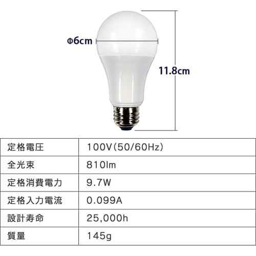 2個セット】LED電球 E26口金 広配光タイプ 60W形相当 RGBW調色