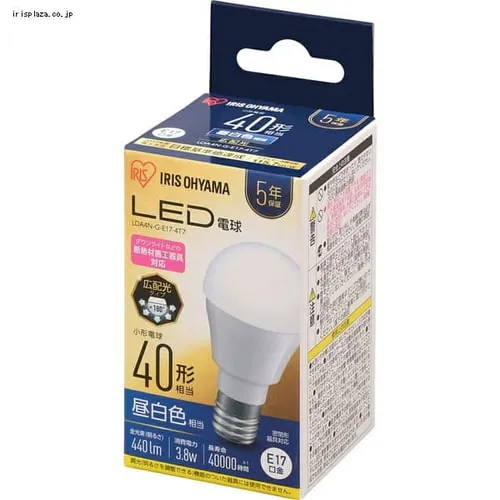 【2個セット】LED電球 E17口金 広配光タイプ 40W形相当 昼白色 密閉形器具対応 断熱材施工器具対応 LDA4N-G-E17-4T72P_15
