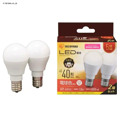 【2個セット】LED電球 E17口金 広配光タイプ 40W形相当 昼白色 密閉形器具対応 断熱材施工器具対応 LDA4N-G-E17-4T72P_23