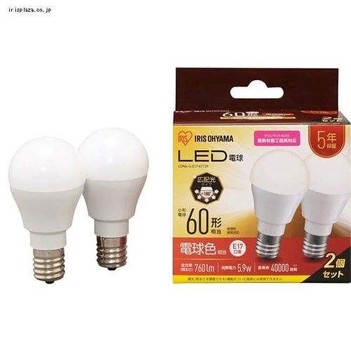 �y2�Z�b�g�zLED�d�� E17���� �L�z���^�C�v 60W�`���� �����F ���`���Ή� �f�M�ގ{�H���Ή� LDA6N-G-E17-6T72P_23