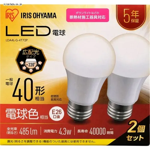 LED�d�� E26���� �L�z���^�C�v 40W�`���� �����F ���`���Ή� �f�M�ގ{�H���Ή� LDA4N-G-4T7_25