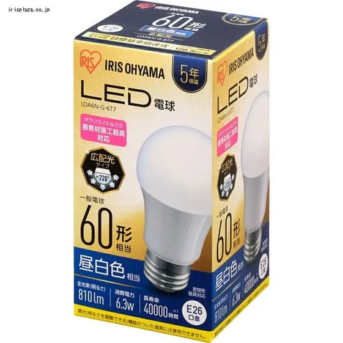 �y2�Z�b�g�zLED�d�� E26���� �L�z���^�C�v 60W�`���� �����F ���`���Ή� �f�M�ގ{�H���Ή� LDA6N-G-6T7_15