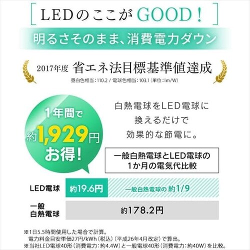 【2個セット】LED電球 E26口金 広配光タイプ 40W形相当 電球色 密閉形器具対応 LDA5L-G-4T6-E_6