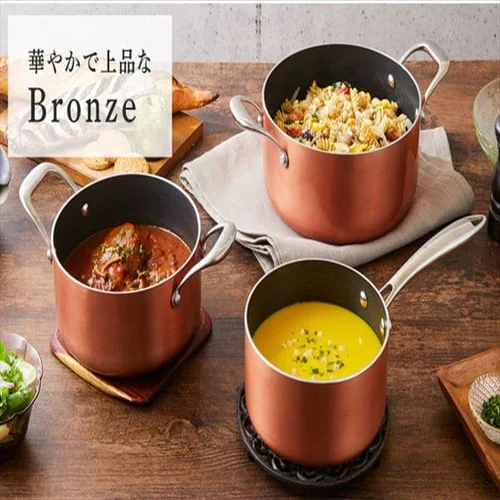 【訳あり】【IH対応】KITCHEN CHEF ダイヤモンドグレイス 両手なべ24cm DG-P24 ブロンズ _7