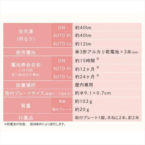 センサーライト LED 乾電池式 マルチタイプ 昼白色 BSL40MN-WV2_14
