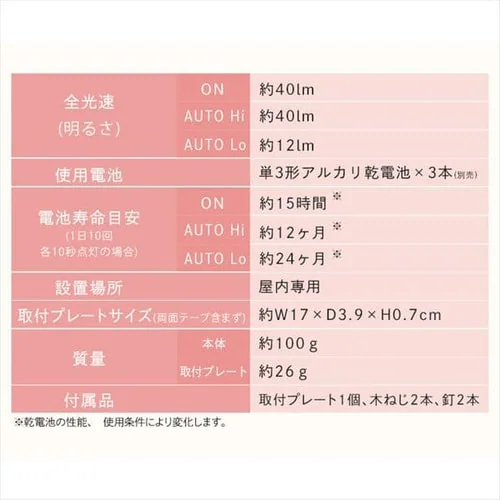 �Z���T�[���C�g LED ���d�r�� �E�H�[���^�C�v �d���F BSL40WL-WV2_15