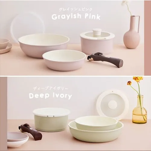 フライパン 9点セット IH/ガス火対応 セラミックカラーパン CCRC-9S ディープアイボリー_2