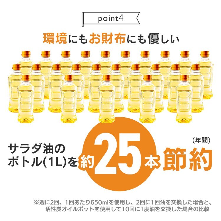 ポット 活性炭オイルポット 900ml カートリッジ1個付き H-OP900