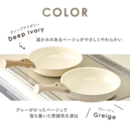フライパン 5点セット IH/ガス火対応 セラミックカラーパン CC-5S グレージュ_2