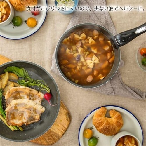 【訳あり】フライパン 6点セット ダイヤモンドコートパン ISN-SE6 ホワイト&マーブル_3