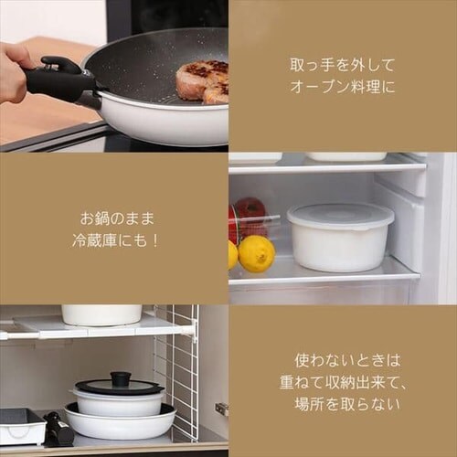 フライパン 炒めなべ 28cm IH/ガス火対応 ダイヤモンドコートパン ISN-W28 ホワイト&マーブル_8