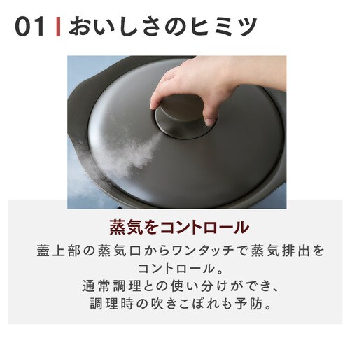 鍋 無加水鍋 20cm IH/ガス火対応 MKS-20 チャコールグレー 104152