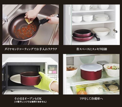 KITCHEN CHEF ダイヤモンドコートパン 9点セット H-GS-SE9 オレンジ_11