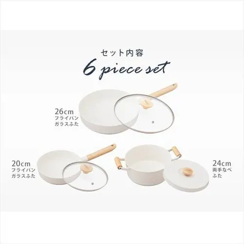フライパン 6点セット IH/ガス対応 ルオント LUO-SE6W ホワイト_3