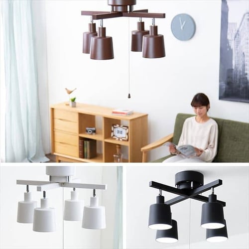 電球セット】 4灯シーリングライト クロスタイプ プルスイッチ式 E26