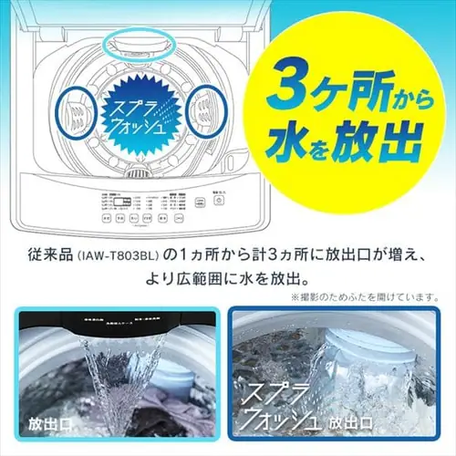 洗濯機 8kg スプラウォッシュ ガラストップ 二人暮らし ファミリー向け IAW-T805BL-B ブラック_6