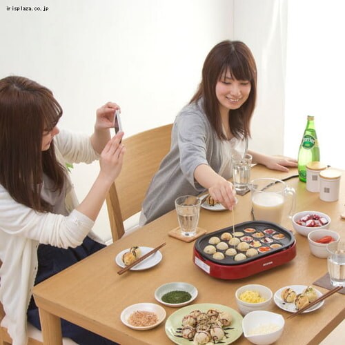 ホットプレート 2枚 ITY-20WA-R レッド (平面/たこ焼き) H561785