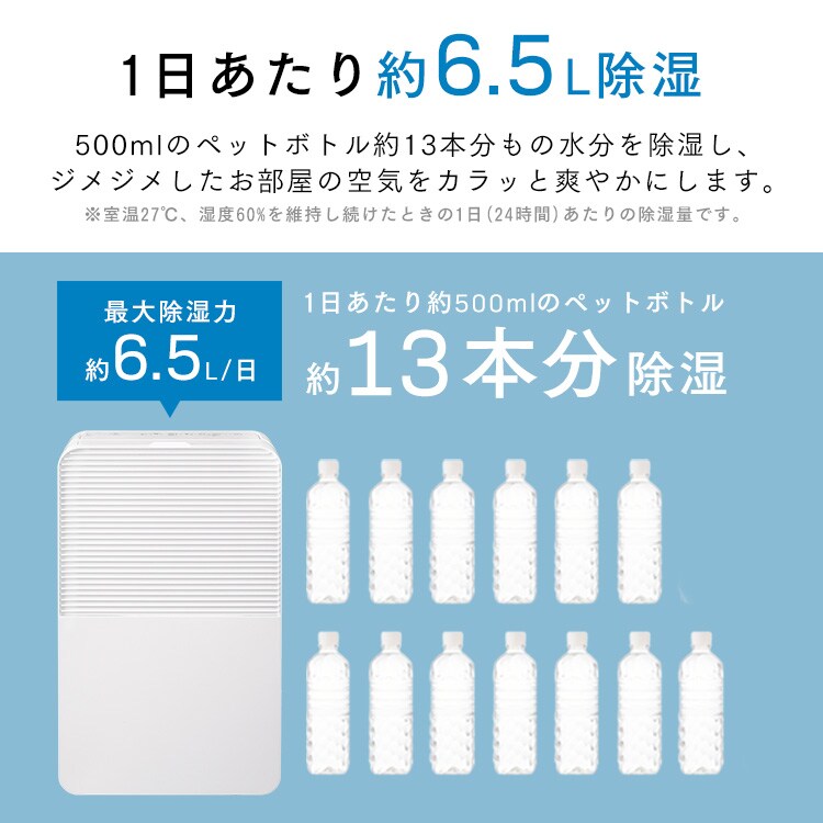 コンプレッサー式除湿機 6.5L IJC-R65 ホワイト H561929│アイリス