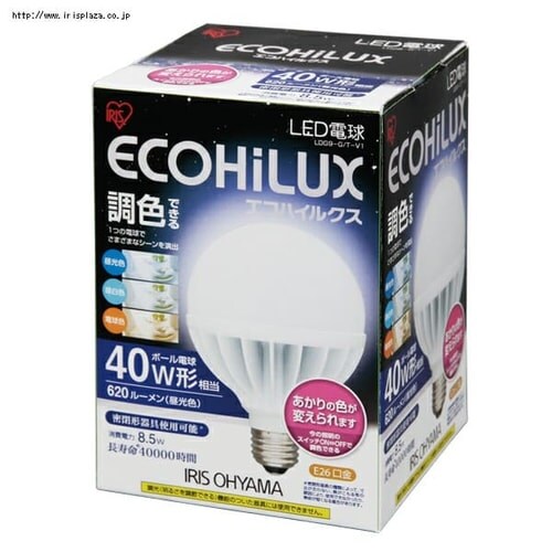 LEDボール球 調色3色切替 40W LDG9-G/T-V1_2